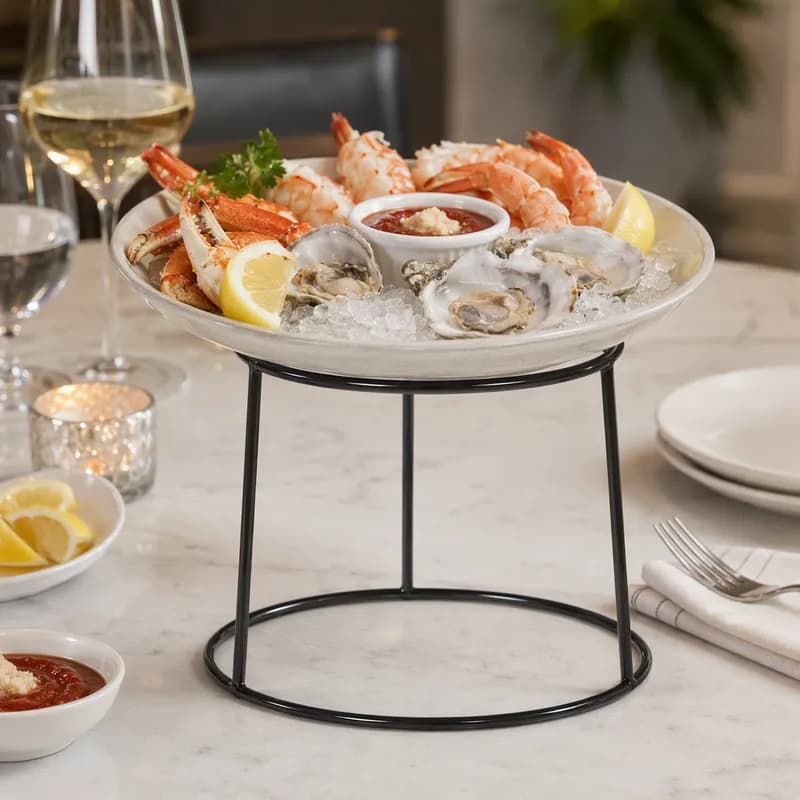 Seafood Tower Stand 7.5 IN Steel Polyvinyl Chloride (PVC) Black Hand Wash 1/Each