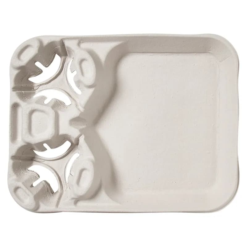 StrongHolder® Cup Carrier & Tray 14.88X11.5X2.06 IN 2 Compartment Molded Fiber Kraft For 8-44 OZ Without Handle 100/Case