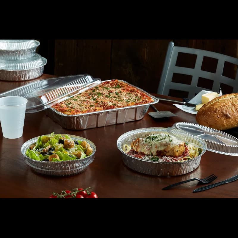 Take-Out Container Base 8.4X1.7 IN Aluminum Silver Round Hemmed Edge Grease Resistant 300/Case