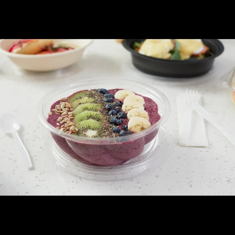 Deli Container Base & Lid Combo With Dome Lid 12 OZ RPET Clear Swirl Design Round 280/Case