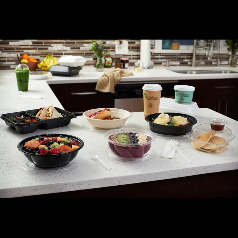 Deli Container Base & Lid Combo With Dome Lid 12 OZ RPET Clear Swirl Design Round 280/Case