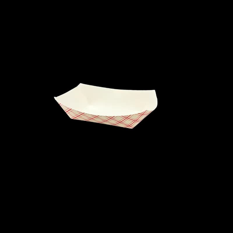 Food Tray 2 LB SBS Paperboard White Red Rectangle 1000/Case