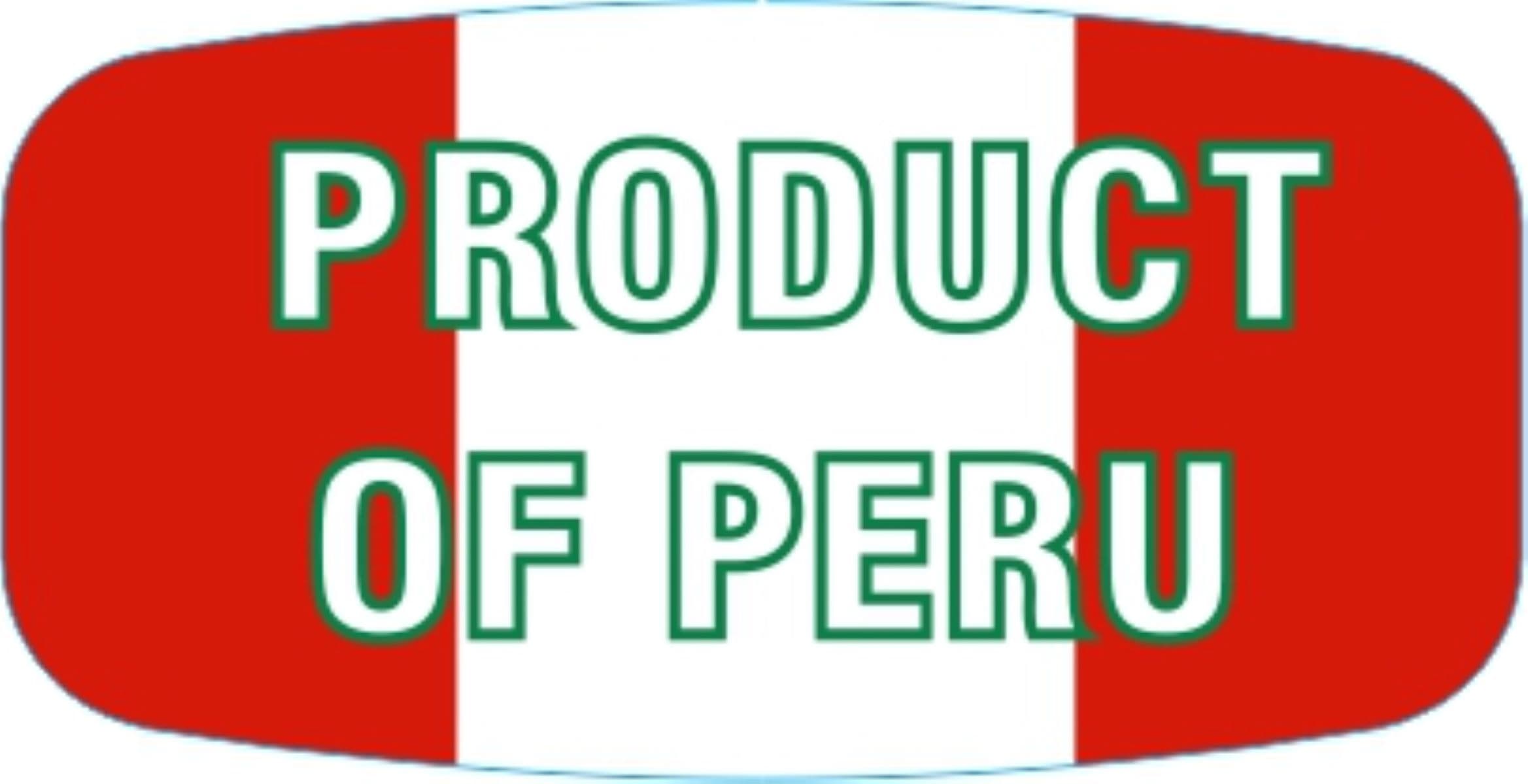 Product of Peru Origin Label Red Green White Short Oval 1000 Count/Roll 60 Rolls/Case 60000 Count/Case