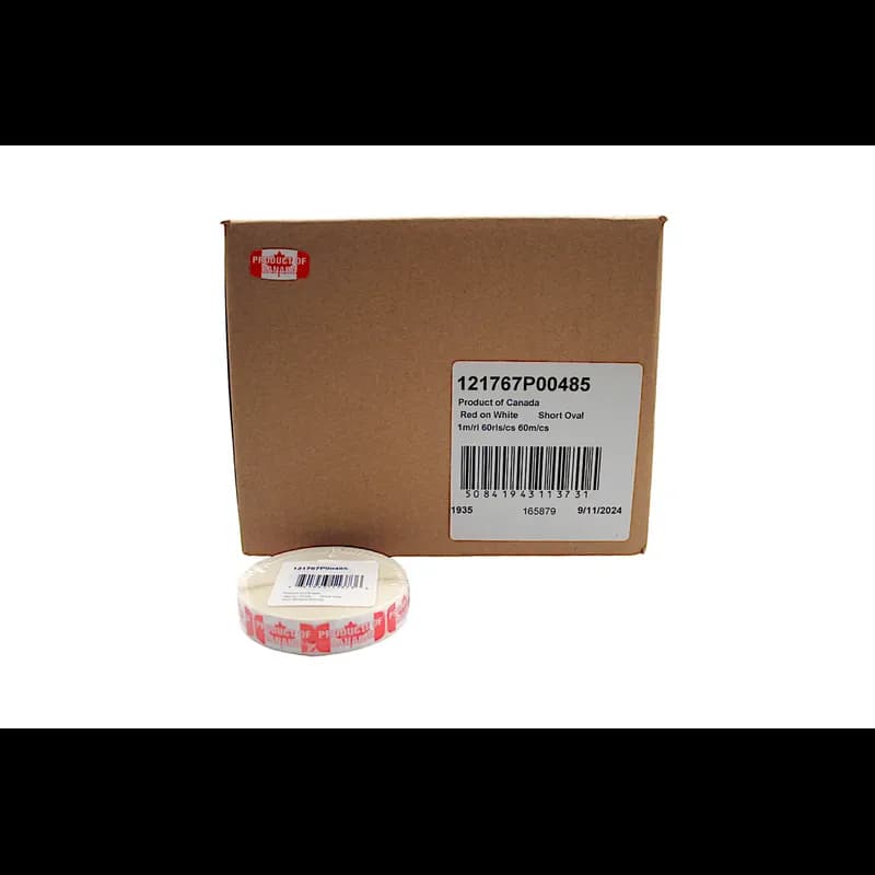 Product of Canada Origin Label Red White Short Oval 1000 Count/Roll 60 Rolls/Case 60000 Count/Case