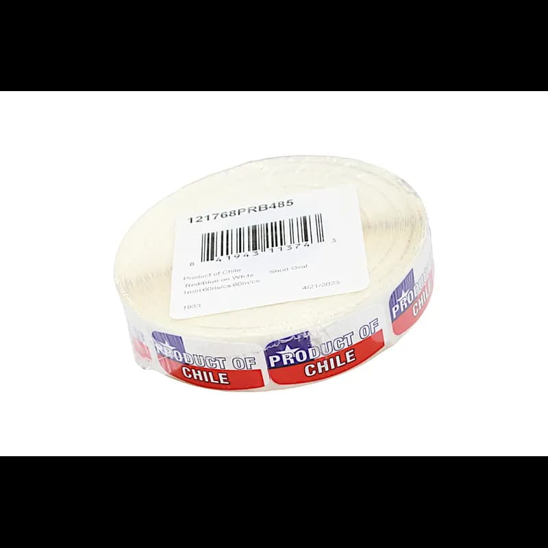 Product of Chile Origin Label Red Blue White Short Oval 1000 Count/Roll 60 Rolls/Case 60000 Count/Case