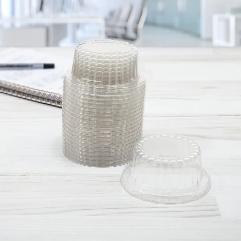 Solo® Lid Dome 3.126X1.25 IN PET Clear Round For 3.5 OZ Cold Container Freezer Safe 100 Count/Pack 10 Packs/Case