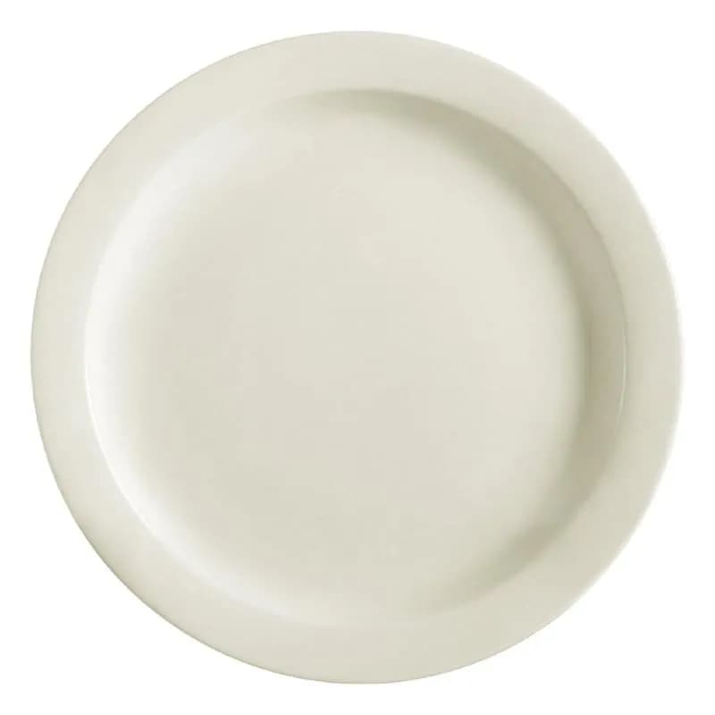Plate 9 IN Ceramic Ivory Round Narrow Rim 24/Case