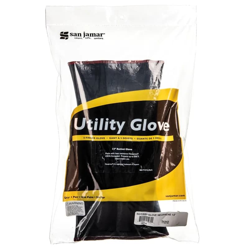 San Jamar Oven Mitt 16 IN Neoprene Black Up to 500 Degrees Fahrenheit 1/Pair