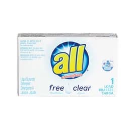 All® Free & Clear Unscented Laundry Detergent 1.6 FLOZ Liquid Coin Vend 100/Case