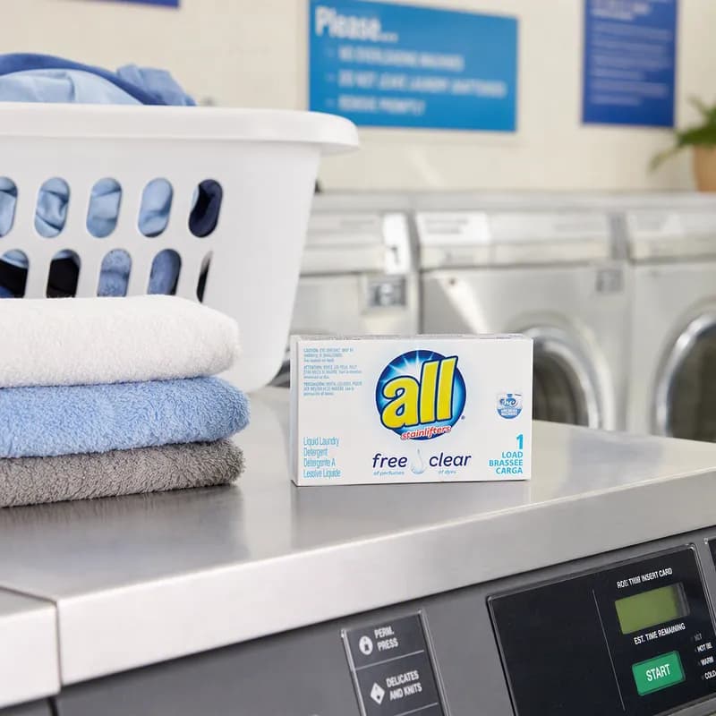 All® Free & Clear Unscented Laundry Detergent 1.6 FLOZ Liquid Coin Vend 100/Case