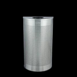 Trash Can 8.98X17.99X32.01 IN 12 GAL Black Half Round Stainless Steel Perforated 1/Each