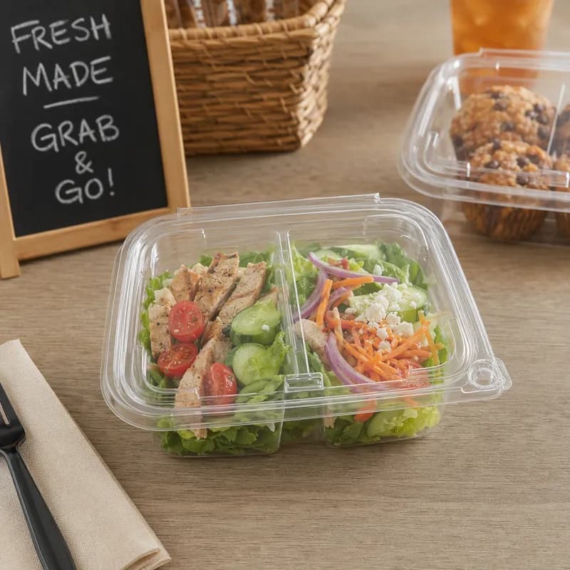 Deli Container Hinged 20 OZ PET Clear Tamper-Evident 200/Case