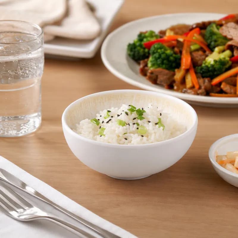 Optimum Rice Bowl 4.625 IN 7 OZ Melamine White Brown 48/Case