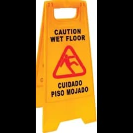 Caution Sign Caution Wet Floor Yellow Plastic English & Spanish 1/Each