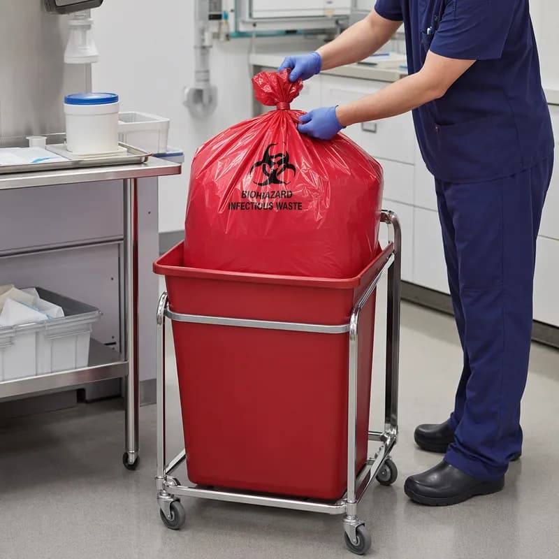 Biohazard Bag 40X47 IN Red Plastic 1.2MIL 100/Case
