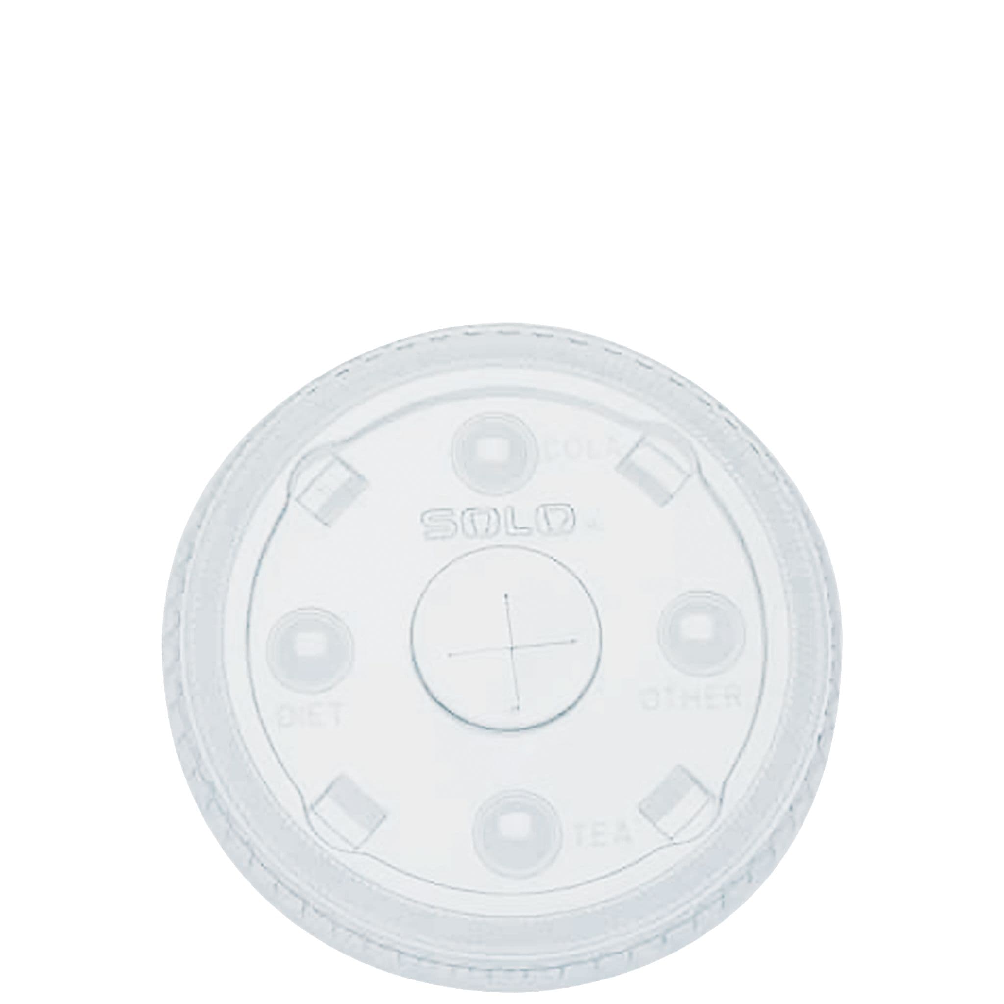 Solo® Lid Flat 4.231X0.41 IN PET Clear For 28-32 OZ Cold Cup Identification With Hole 50 Count/Pack 12 Packs/Case