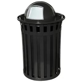 Oakley Collection Trash Can 36 GAL Black Steel Slatted Dome 1/Each