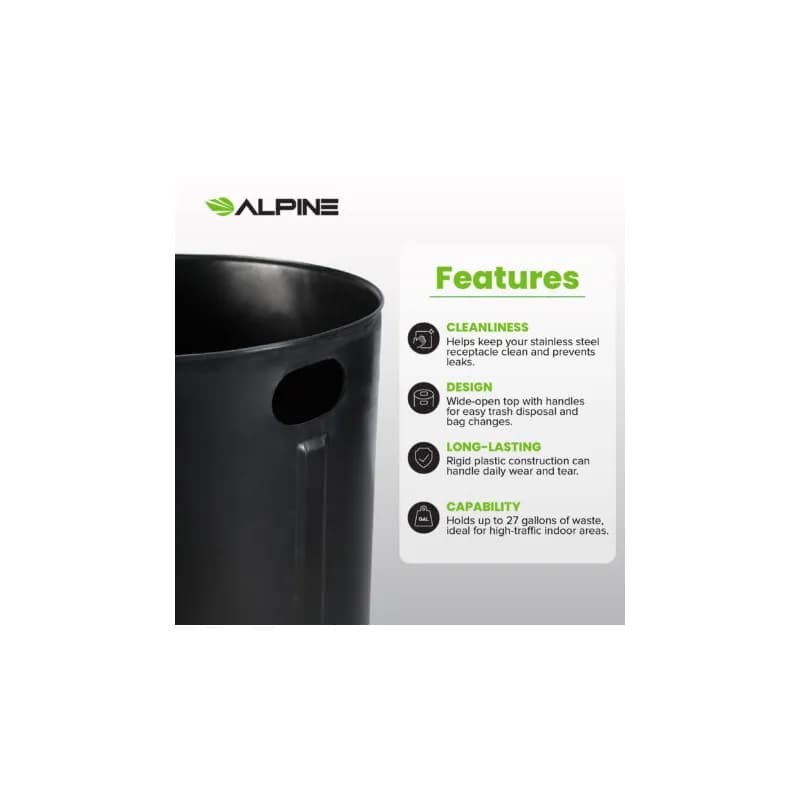 Rigid Liner 27 GAL Plastic With Handles For Steel Trash Can 1/Each