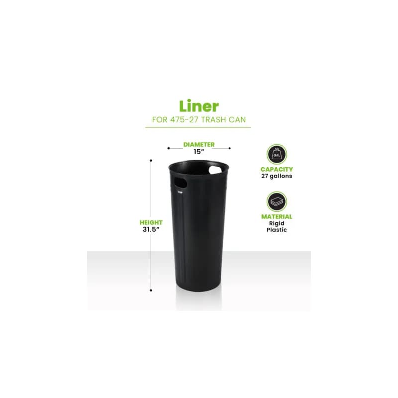 Rigid Liner 27 GAL Plastic With Handles For Steel Trash Can 1/Each
