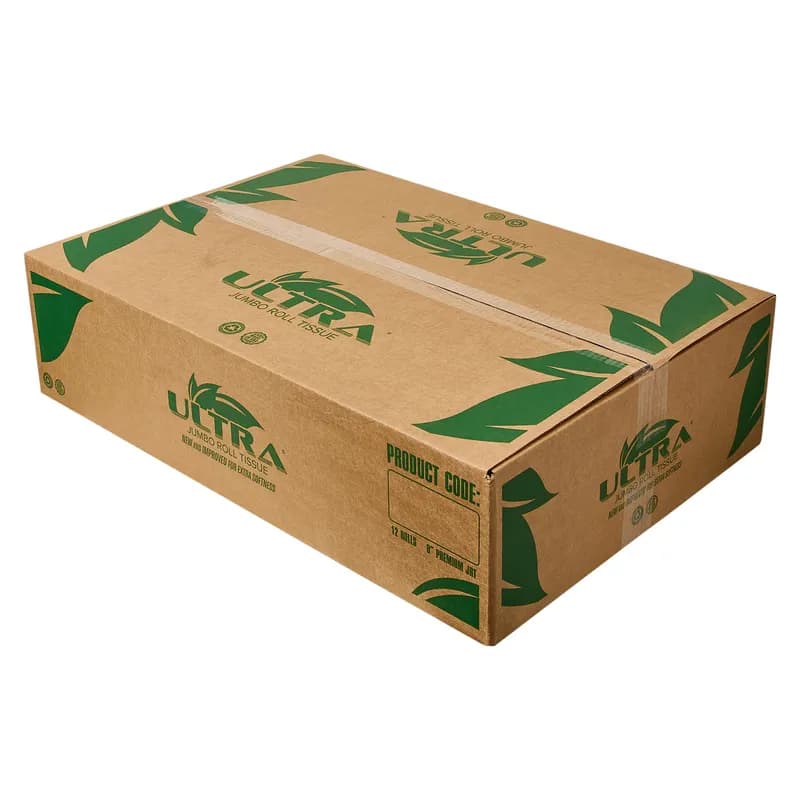 Ultra Toilet Paper & Tissue Roll 9 IN 2PLY White Jumbo (JRT) Large 3.6IN Core Diameter 12 Rolls/Case