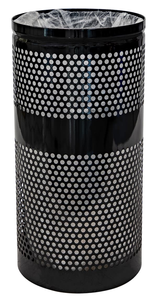 Landscape Series Trash Can 20 GAL Black Plastic Perforated Outdoor 1/Each