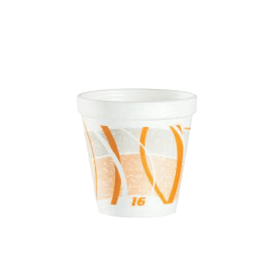 Dart® Food Container Base 16 OZ Polystyrene Foam Orange Gray Impulse Round Squat 500/Case