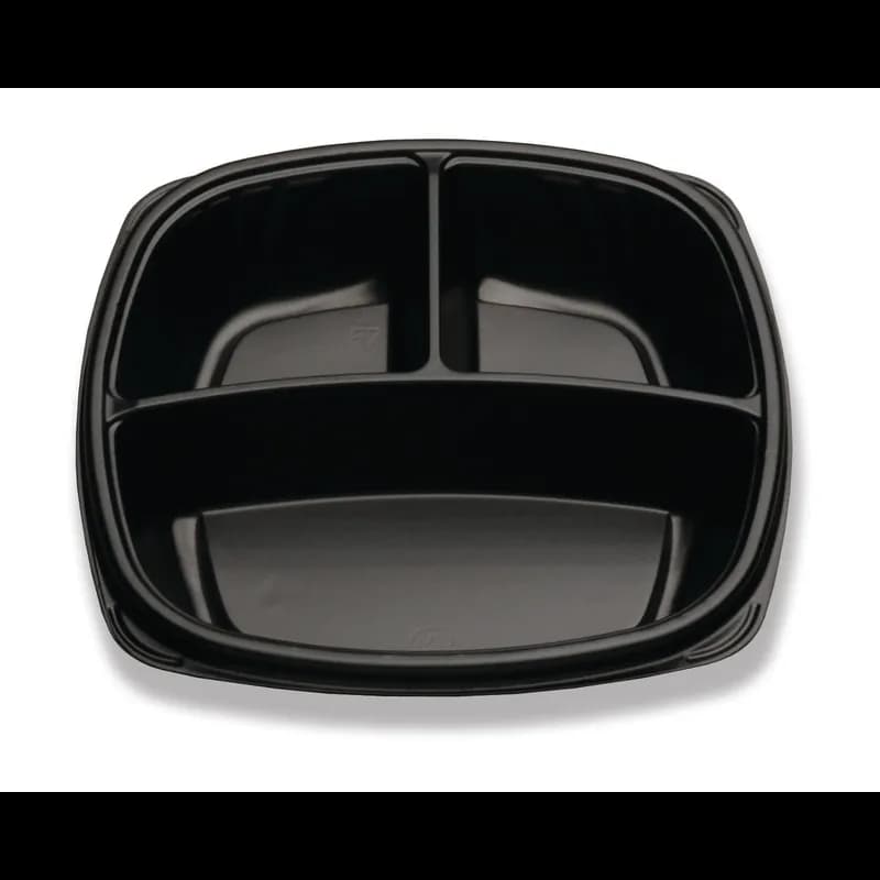 Plate 10.25 IN 3 Compartment PS Black 160/Case