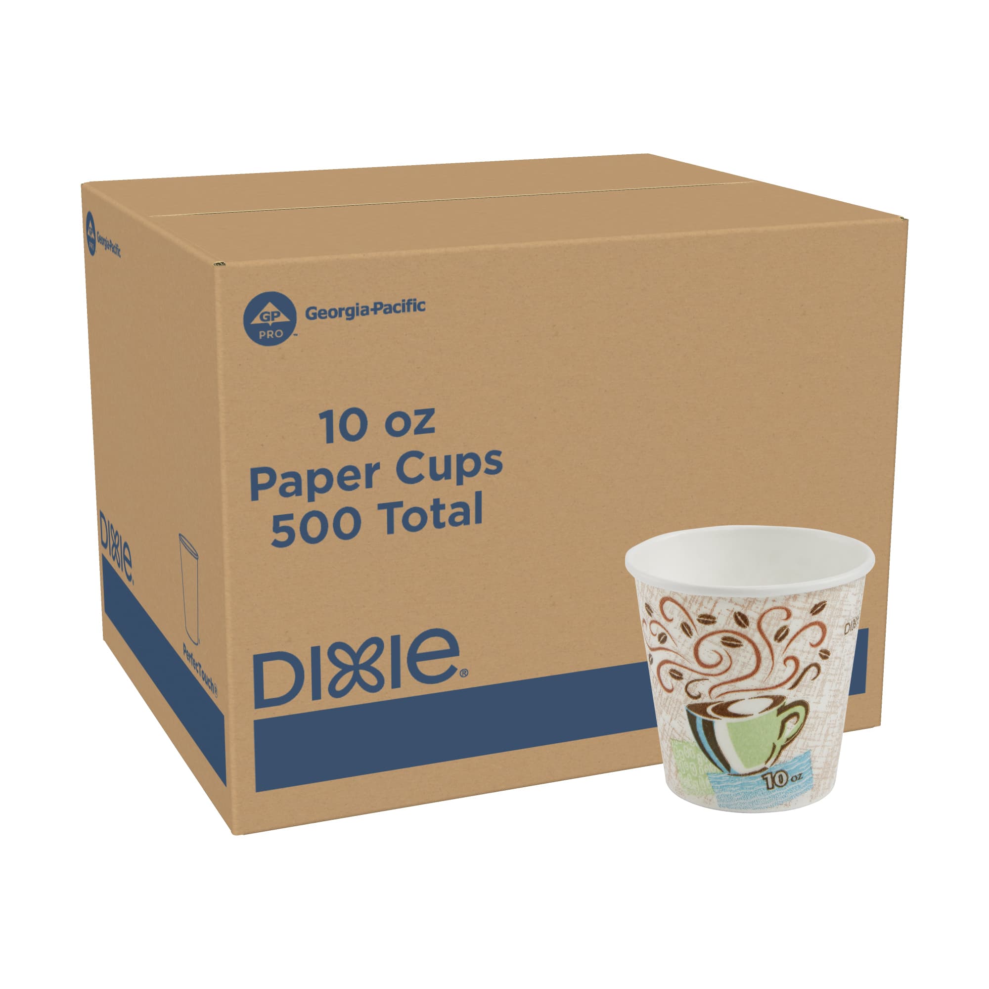Dixie® Perfect Touch Hot Cup Insulated 10 OZ Double Wall Poly-Coated Paper Multicolor Coffee Haze 500/Case