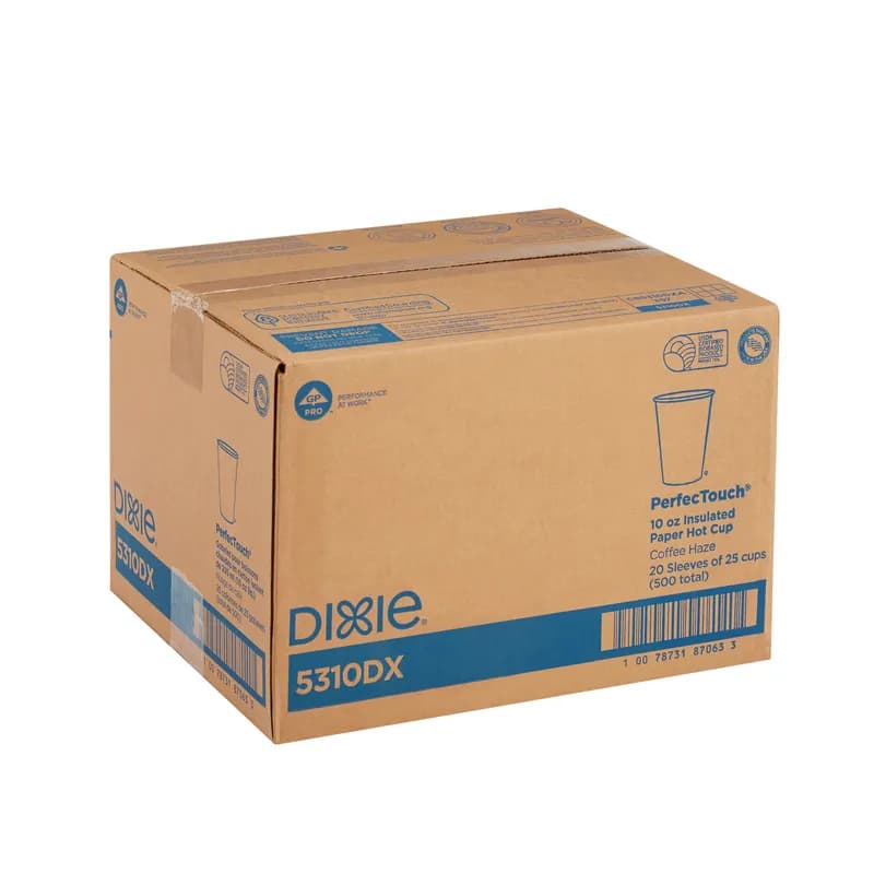 Dixie® Perfect Touch Hot Cup Insulated 10 OZ Double Wall Poly-Coated Paper Multicolor Coffee Haze 500/Case