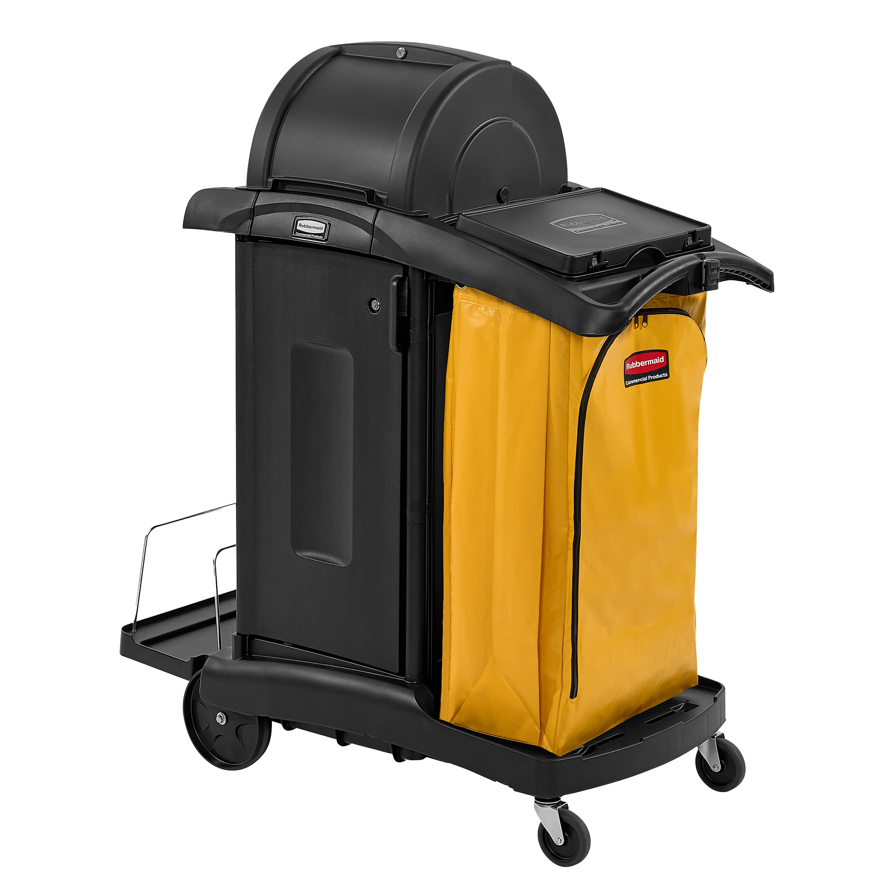 Janitorial Cleaning Cart & Bag 48.25X22X53.5 IN Black Yellow Plastic High Security 1/Each