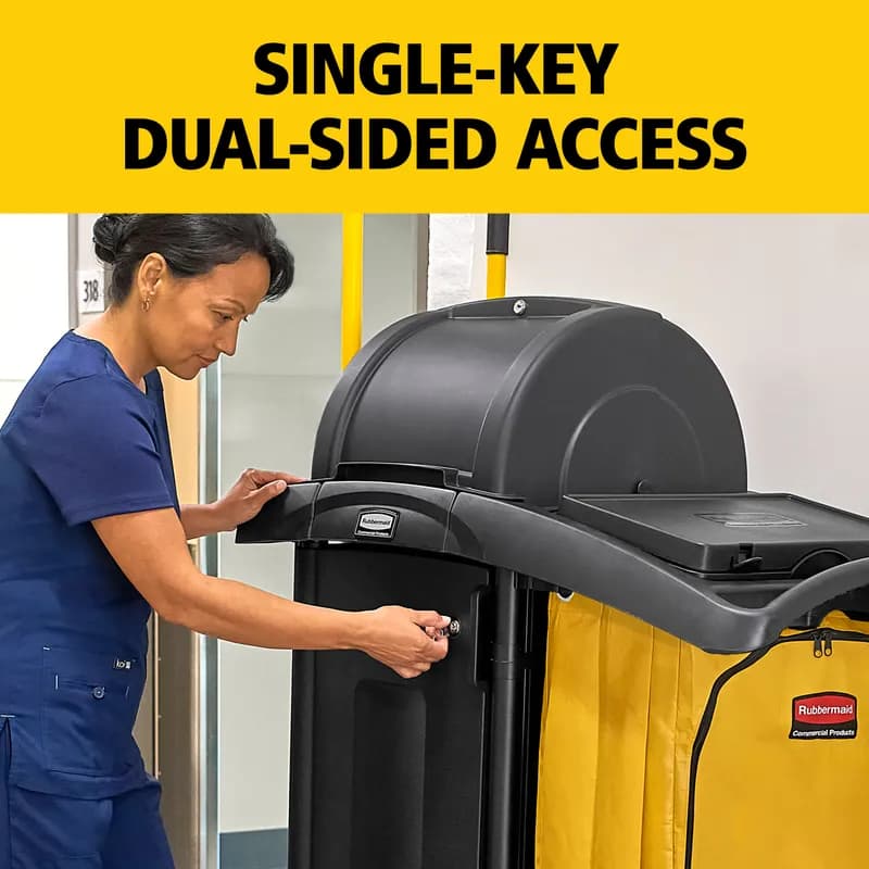 Janitorial Cleaning Cart & Bag 48.25X22X53.5 IN Black Yellow Plastic High Security 1/Each