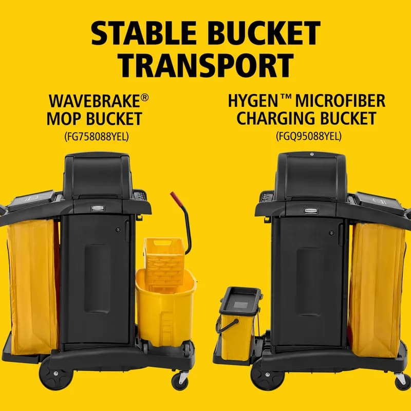 Janitorial Cleaning Cart & Bag 48.25X22X53.5 IN Black Yellow Plastic High Security 1/Each