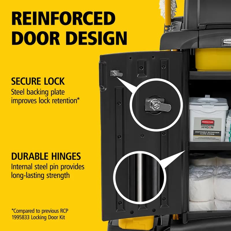 Janitorial Cleaning Cart & Bag 48.25X22X53.5 IN Black Yellow Plastic High Security 1/Each