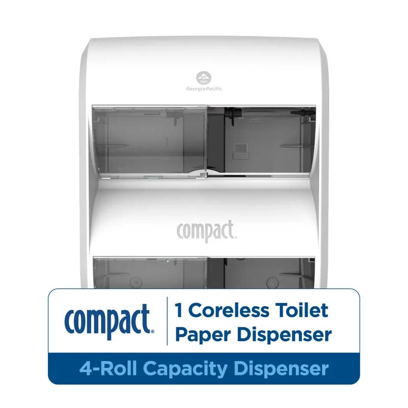 Compact Quad® Toilet Paper Dispenser 7.190X12.000X14.535 IN Plastic White 4-Roll Compact High Capacity Coreless 1/Each