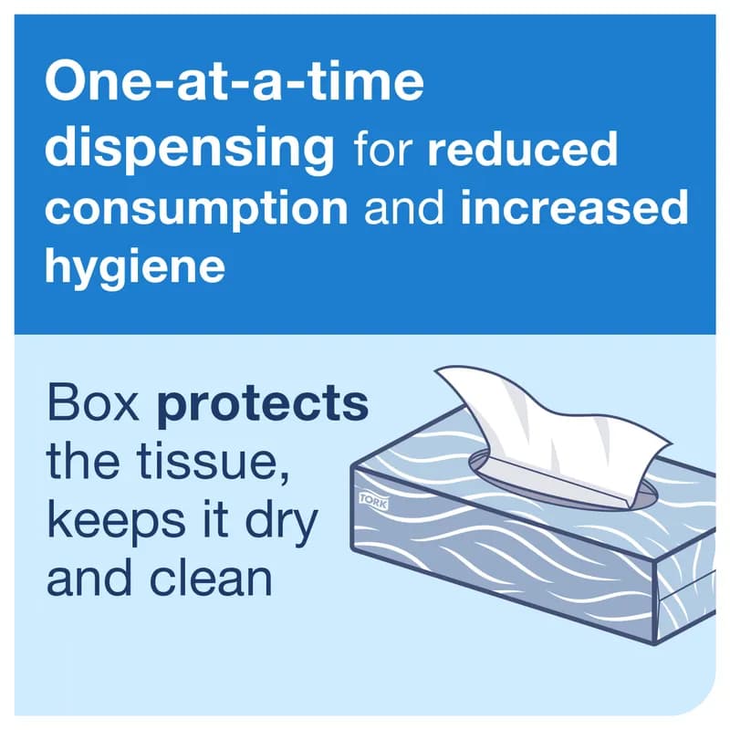 Tork Universal Facial Tissue F1 8.2X7.875 IN 4.1X7.875 IN 2PLY White Single Fold Flat Box 100 Sheets/Pack 30 Packs/Case