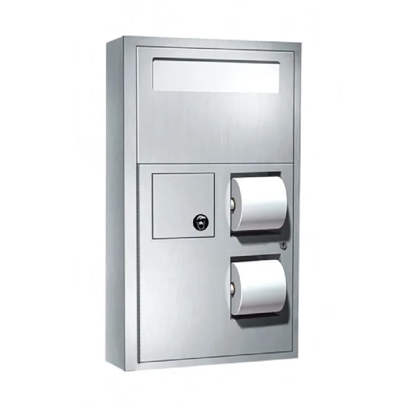 Toilet Paper & Toilet Seat Cover Dispenser 17.63X30.63X4.25 IN Stainless Steel Surface Mount With Napkin Disposal 1/Each