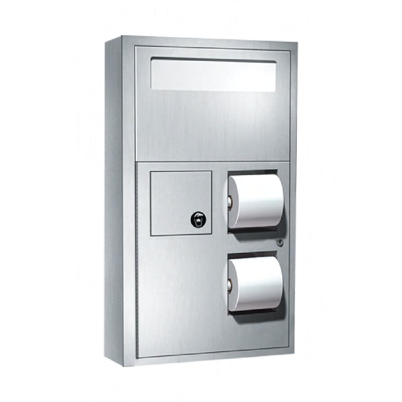 Toilet Paper & Toilet Seat Cover Dispenser 17.63X30.63X4.25 IN Stainless Steel Surface Mount With Napkin Disposal 1/Each