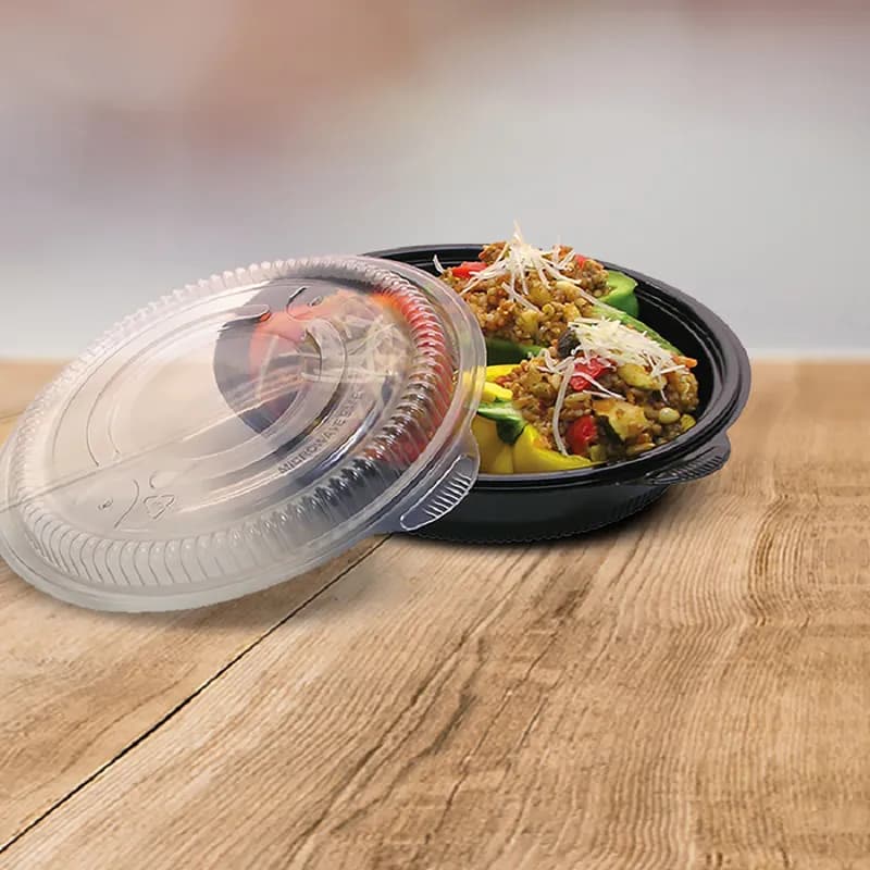 Incredi-Bowls® Lid Dome 8.5 IN PP Clear For 24-48 OZ Vented Microwave Safe Anti-Fog 150/Case