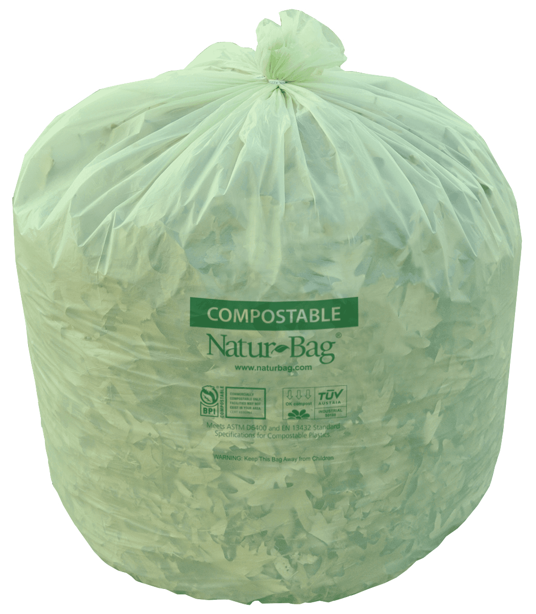 Compostable Liner 42X48 IN 55 GAL Green Plastic 1MIL 100/Case