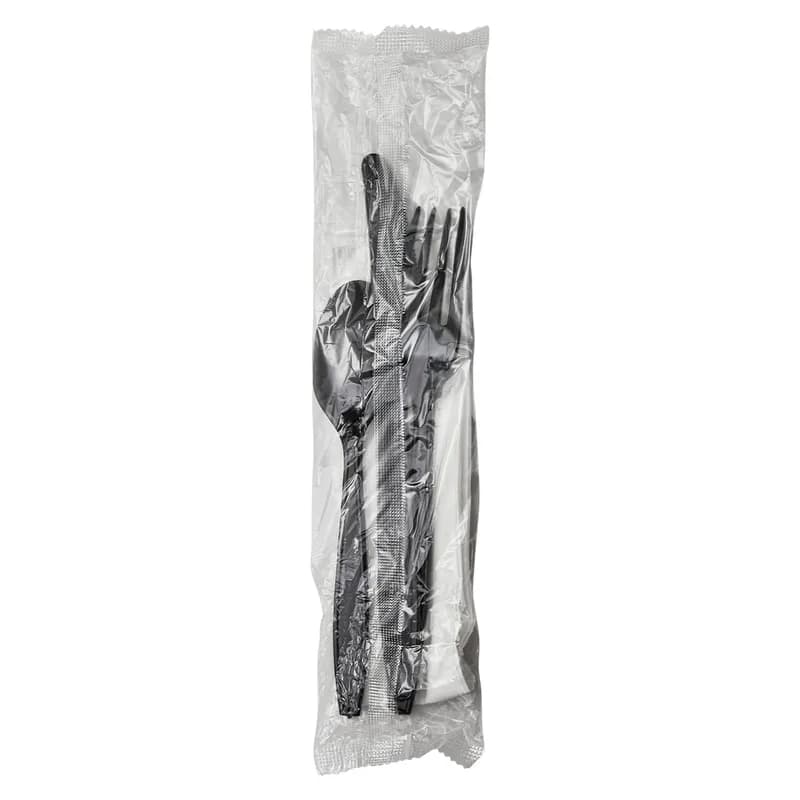 Victoria Bay 4PC Cutlery Kit PS Black Heavy Duty With Napkin,Fork,Knife,Spoon 250/Case