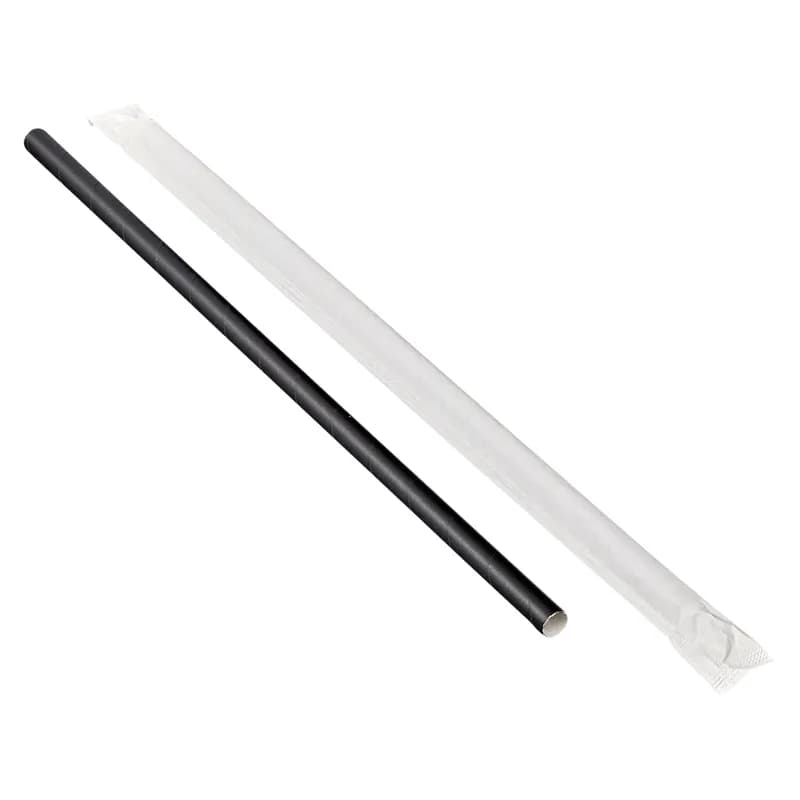 Victoria Bay Giant Straw 10 IN Paper Black Wrapped 300 Count/Box 8 Box/Case
