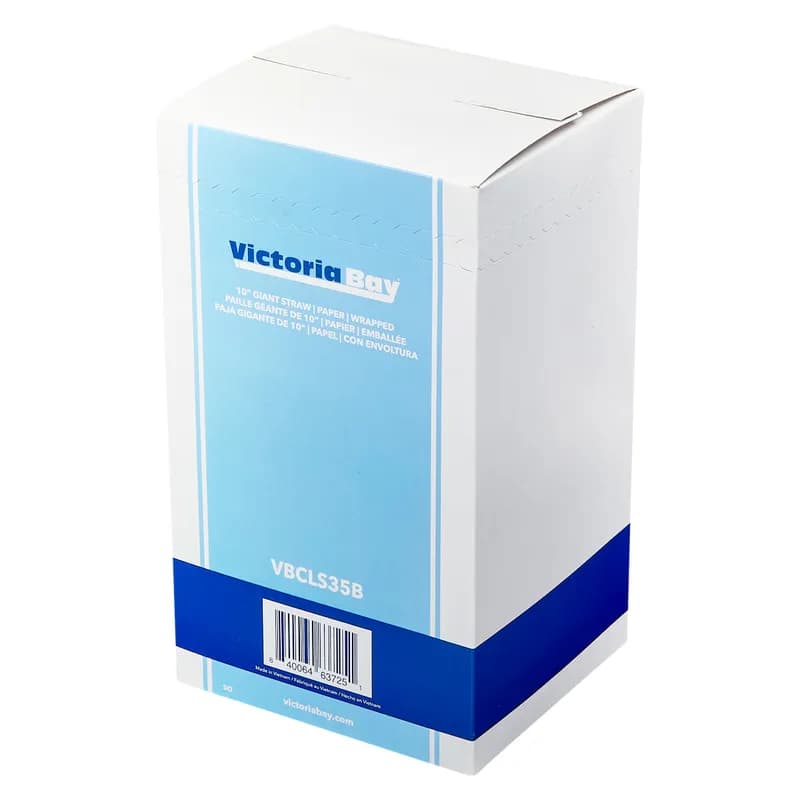 Victoria Bay Giant Straw 10 IN Paper Black Wrapped 300 Count/Box 8 Box/Case