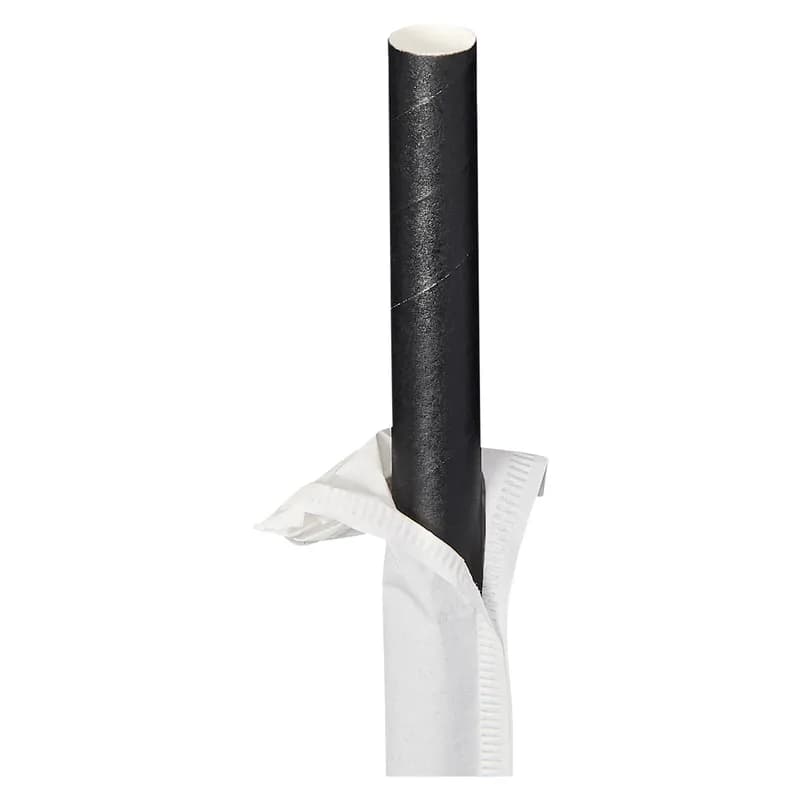 Victoria Bay Giant Straw 10 IN Paper Black Wrapped 300 Count/Box 8 Box/Case