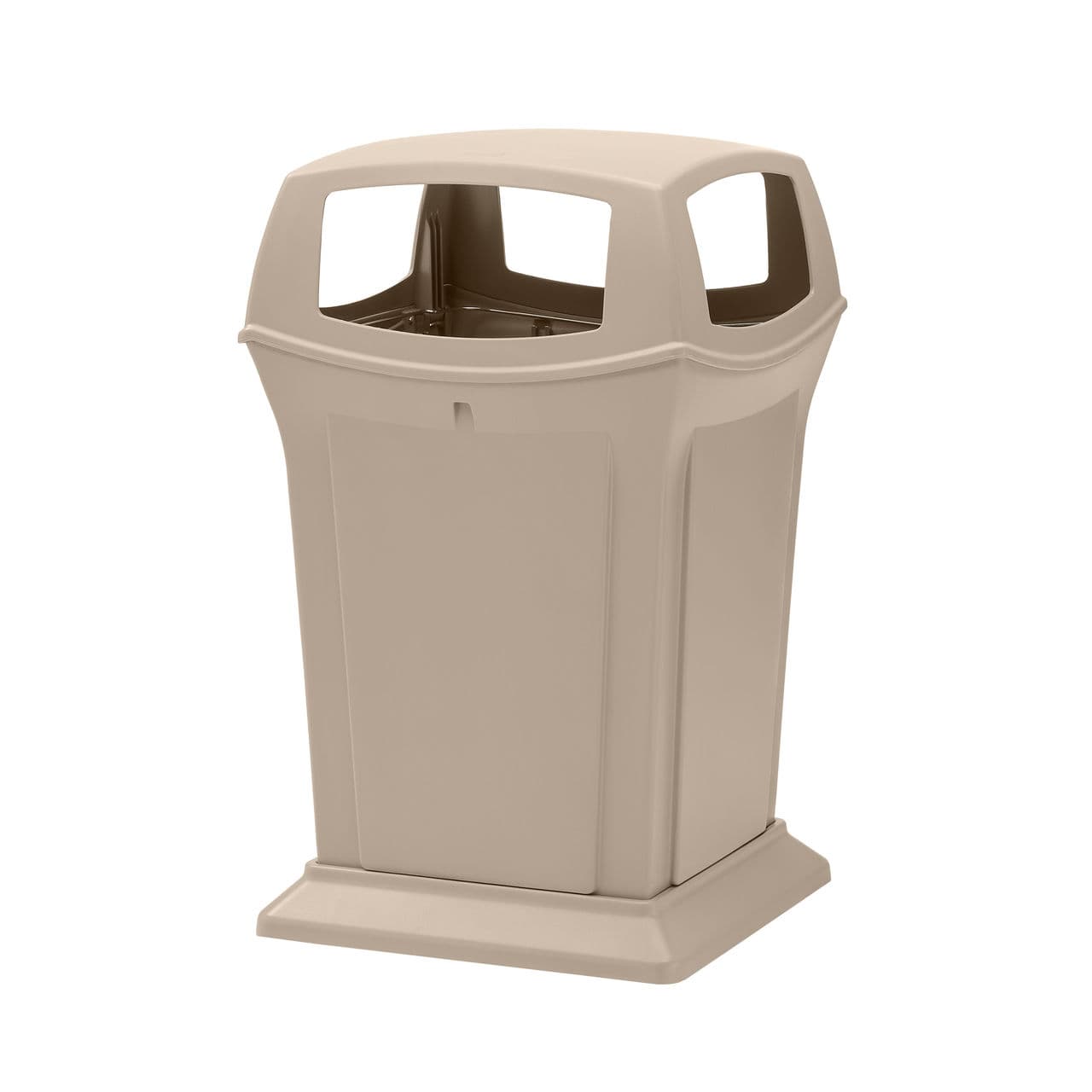 Landfill 1-Stream Trash Can 24.75X24.75X41.5 IN 45 GAL 180 QT Beige Resin 4 Openings 1/Each