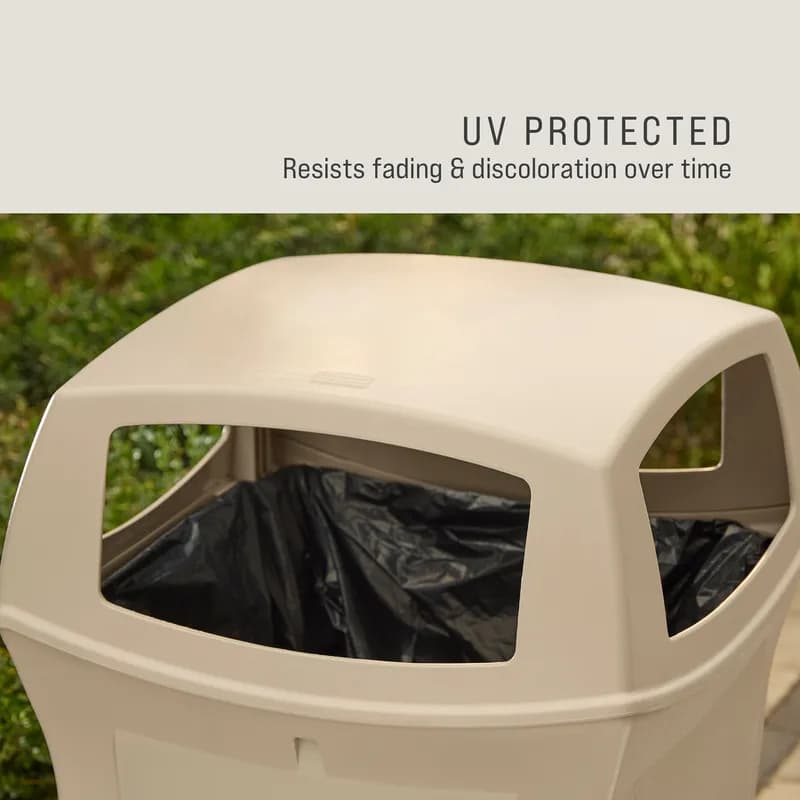 Landfill 1-Stream Trash Can 24.75X24.75X41.5 IN 45 GAL 180 QT Beige Resin 4 Openings 1/Each