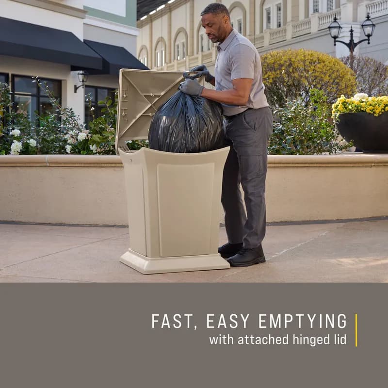 Landfill 1-Stream Trash Can 24.75X24.75X41.5 IN 45 GAL 180 QT Beige Resin 4 Openings 1/Each