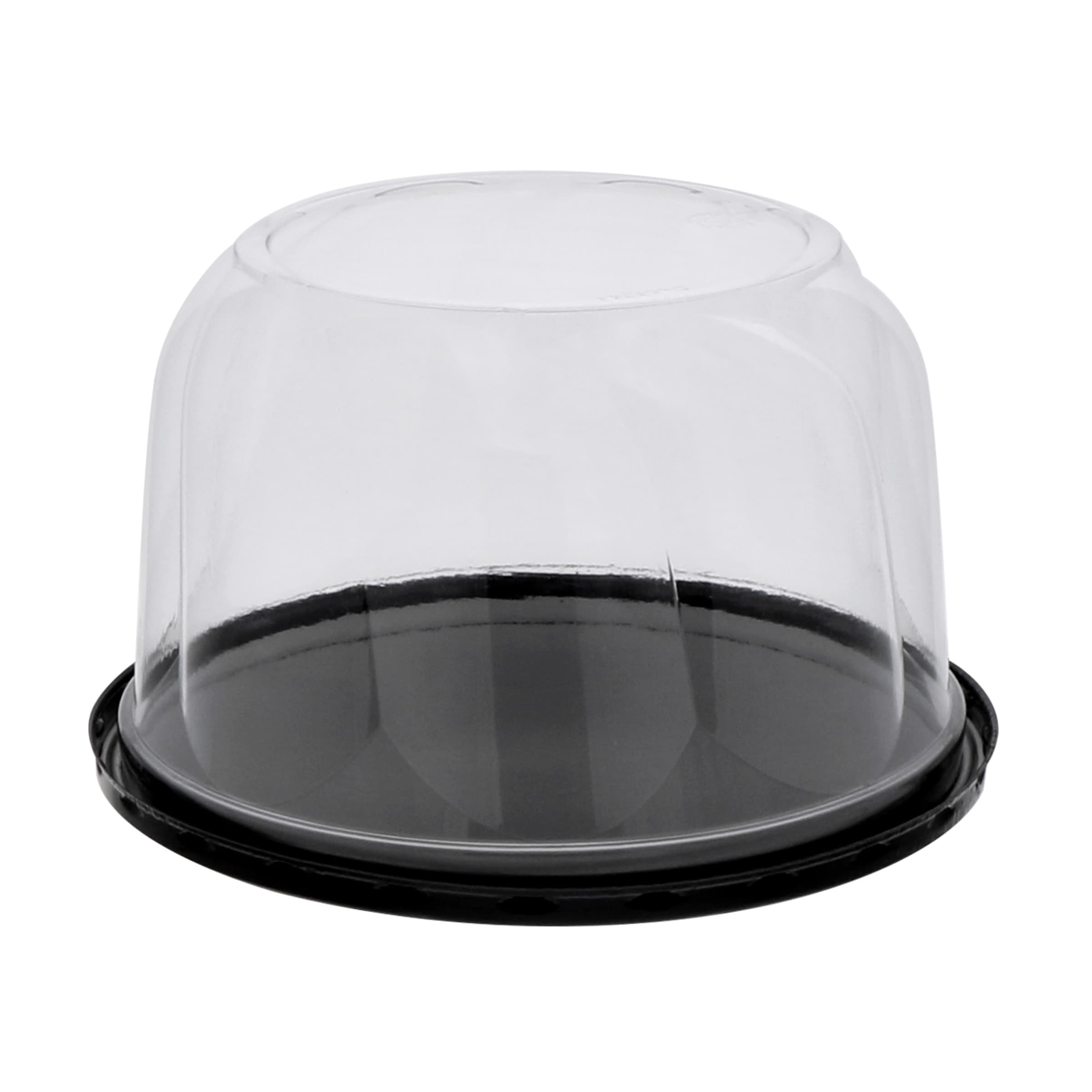 Cake Container & Lid Combo With Dome Lid 6.83X4 IN PET Black Clear Round Swirl 200/Case