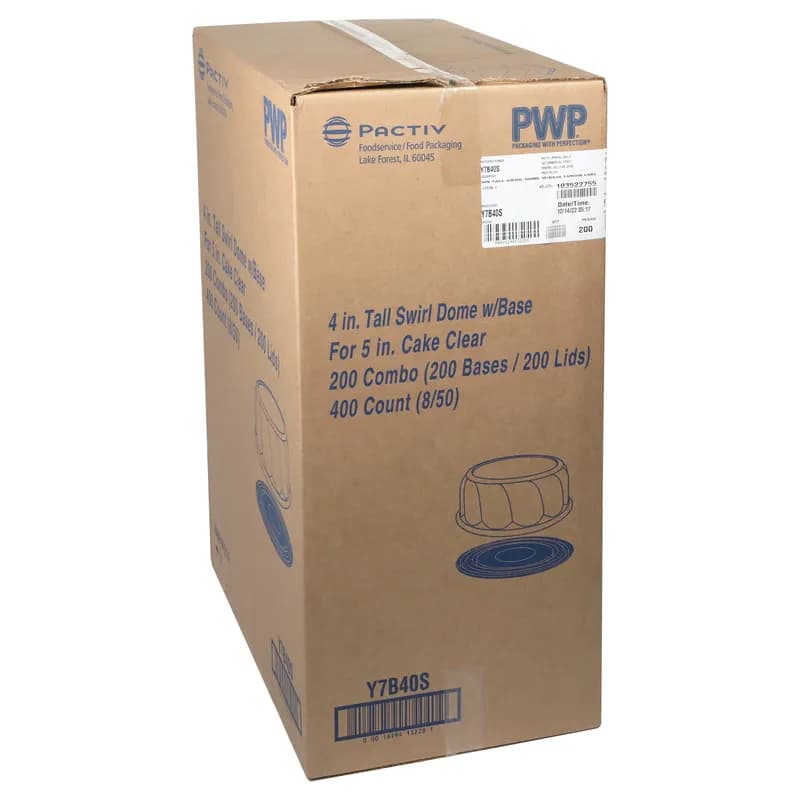 Cake Container & Lid Combo With Dome Lid 6.83X4 IN PET Black Clear Round Swirl 200/Case