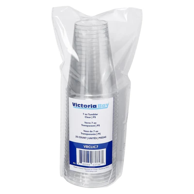 Victoria Bay Cold Cup Tumbler 7 OZ PS Clear 25 Count/Pack 20 Packs/Case 500 Count/Case