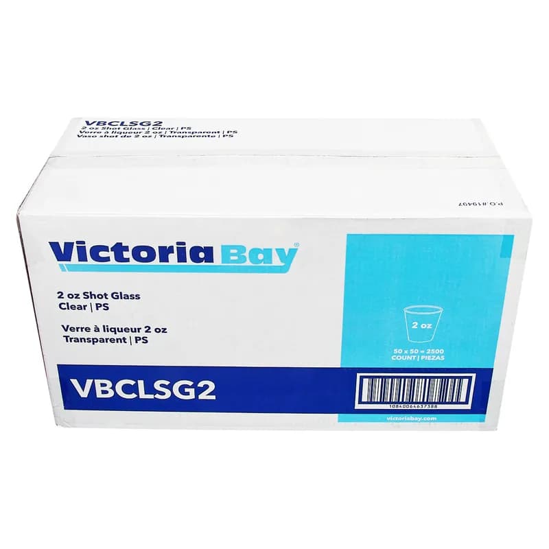 Victoria Bay Cup Shot Glass 2 OZ PS Clear 50 Count/Pack 50 Packs/Case 2500 Count/Case